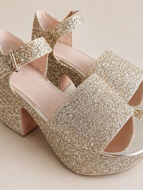 Urban Outfitters Gold Glitter Platform Sandals